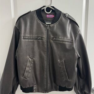 Edikted Shiny Silver Bomber Jacket